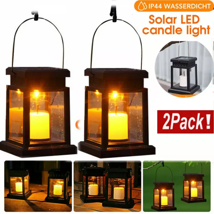 Picture of 3x Waterproof LED Solar Powered Hanging Lantern Light Outdoor Garden Table Lamp