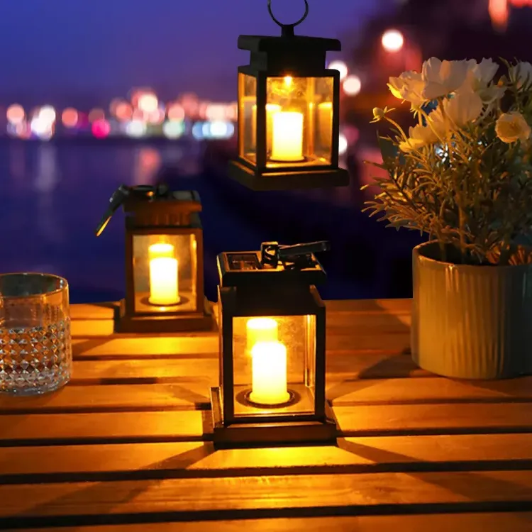 Picture of 3x Waterproof LED Solar Powered Hanging Lantern Light Outdoor Garden Table Lamp