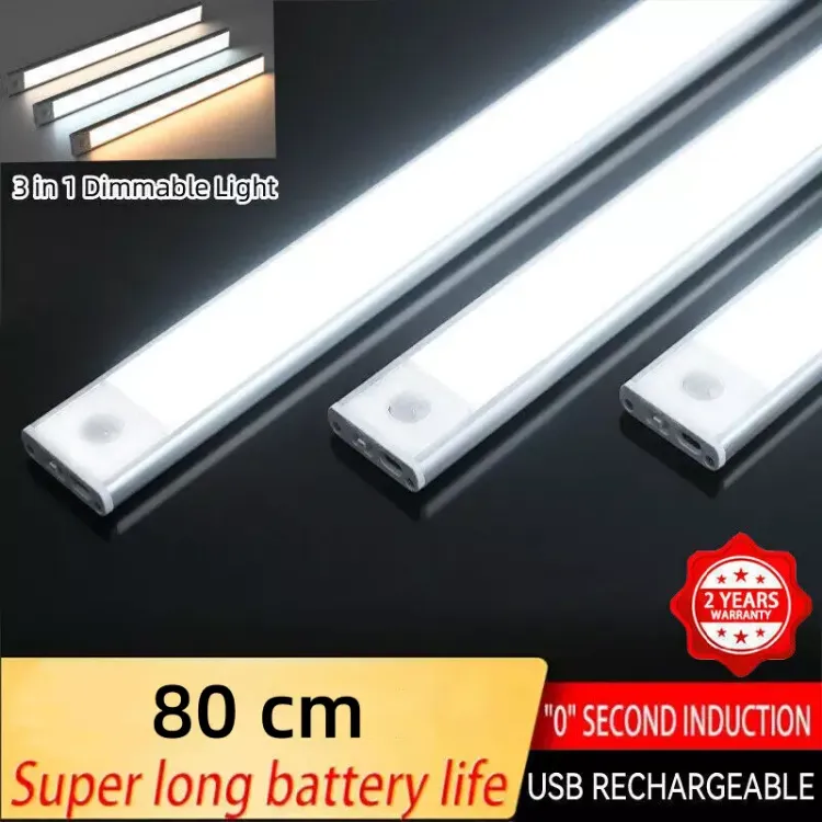 Picture of 60CM LED PIR Motion Sensor Light Strip Cabinet Closet Lamp USB Rechargeable UK