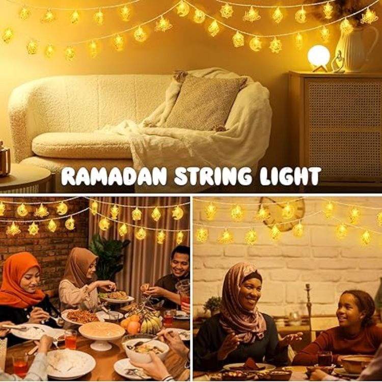 Picture of Ramadan Eid String Lights – 1.5M 10 LED Battery-Operated Fairy Lights for Eid Mubarak Home, Garden, Patio, and Indoor/Outdoor Décor