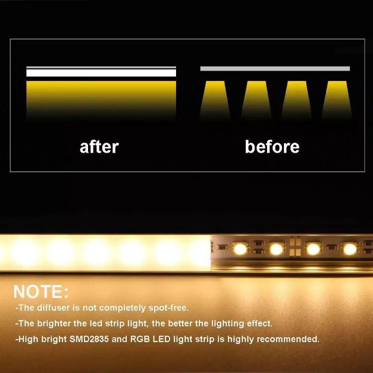 Picture of 6 Pcs LED Aluminium Channel Profile 3.3ft Extrusion Diffuser Strip Lights Cover