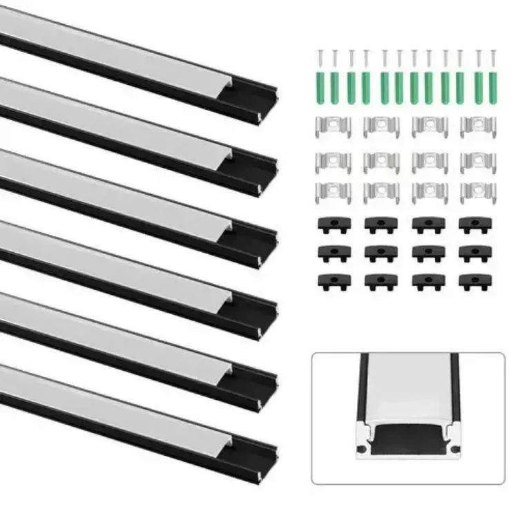 Picture of 6 Pack LED Aluminium Channel Profile U-Shape 1M Diffuser Strip Lights Cover