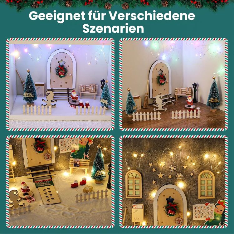 Picture of Fairy Door - Wooden Garden Fairy Doors with 56-Piece Gnome Door Accessories, 2 Fairy Lights, and Mini Gnome Door Set for Christmas Decoration and Gnome House