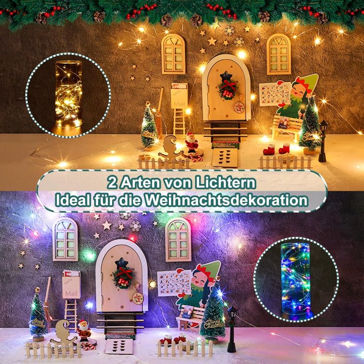 Picture of Fairy Door - Wooden Garden Fairy Doors with 56-Piece Gnome Door Accessories, 2 Fairy Lights, and Mini Gnome Door Set for Christmas Decoration and Gnome House