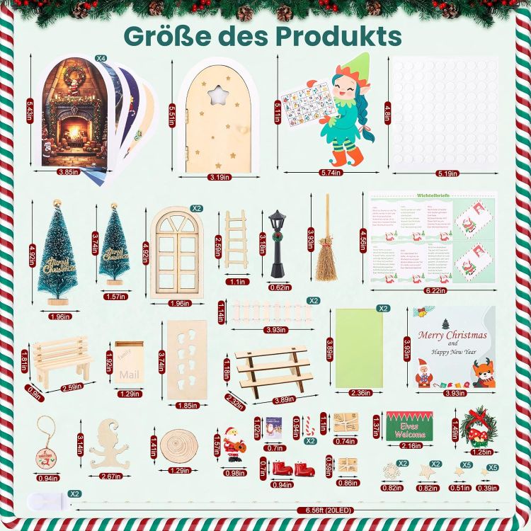 Picture of Fairy Door - Wooden Garden Fairy Doors with 56-Piece Gnome Door Accessories, 2 Fairy Lights, and Mini Gnome Door Set for Christmas Decoration and Gnome House