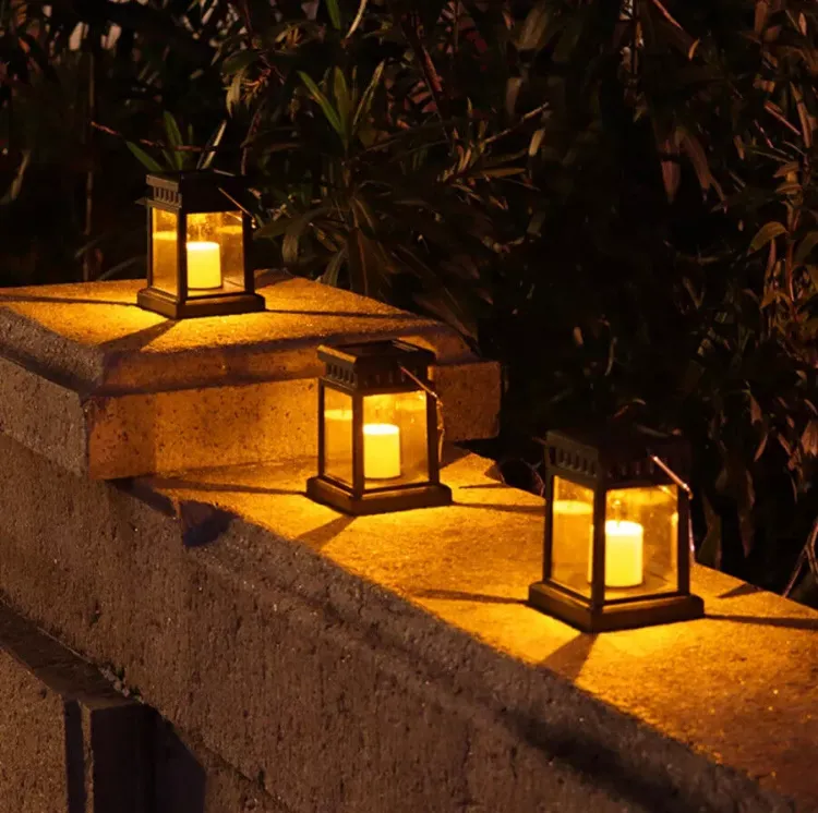 Picture of 1/2/3X Solar Power Outdoor Garden Flickering LED Hanging Candle Lantern Lights