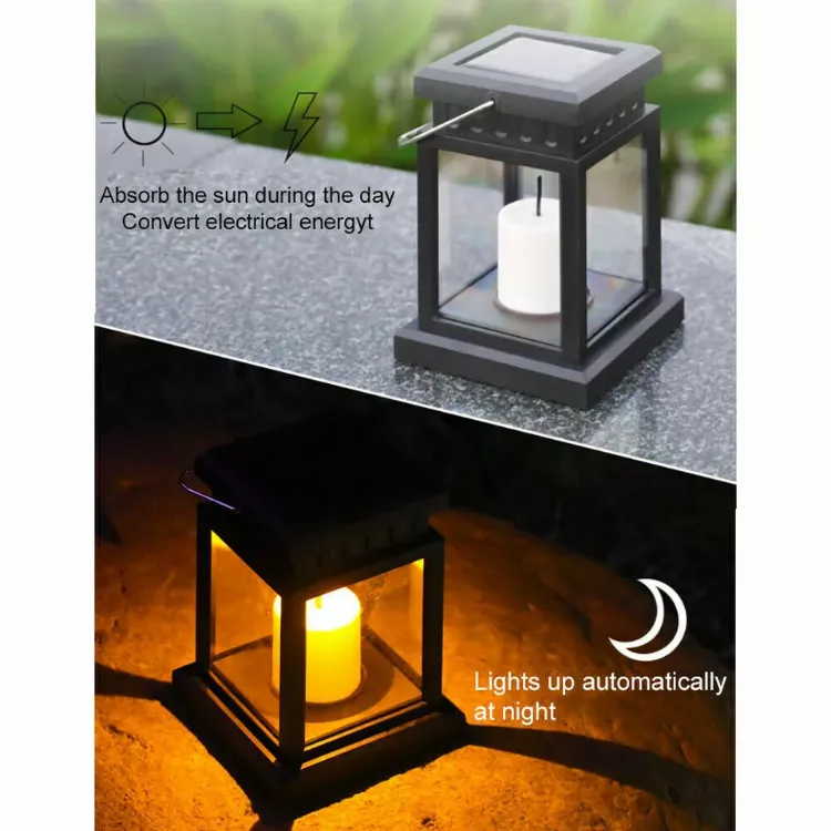 Picture of 1/2/3X Solar Power Outdoor Garden Flickering LED Hanging Candle Lantern Lights