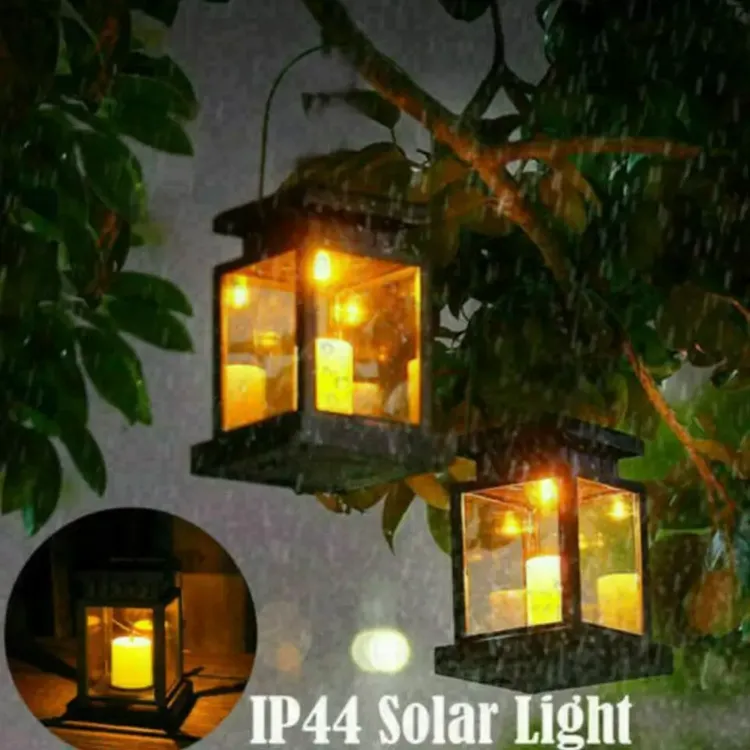 Picture of 1/2/3X Solar Power Outdoor Garden Flickering LED Hanging Candle Lantern Lights