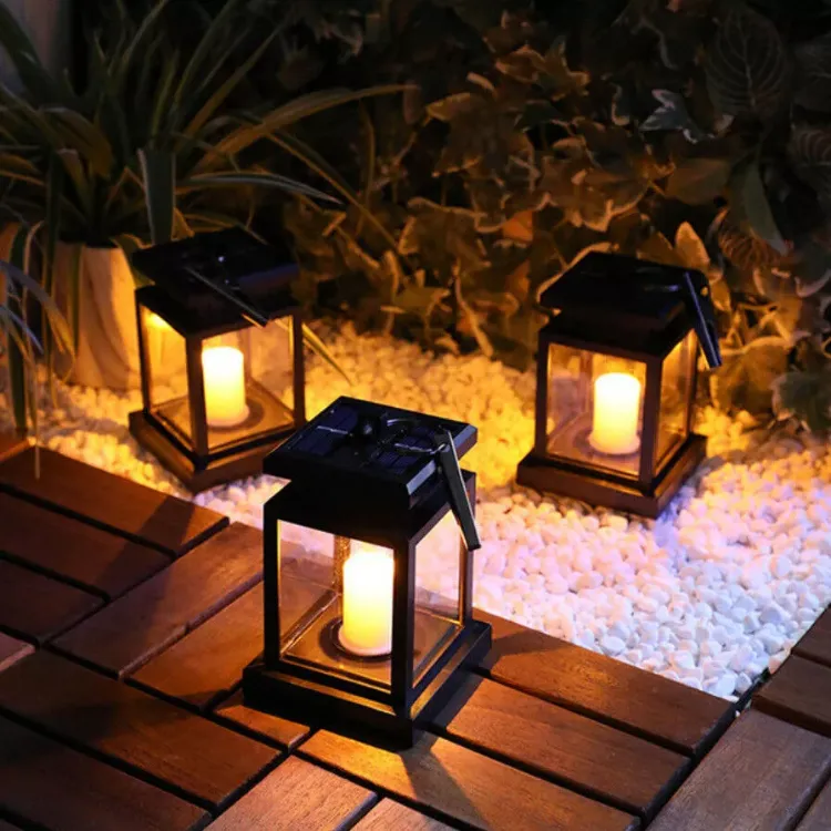 Picture of 1/2/3X Solar Power Outdoor Garden Flickering LED Hanging Candle Lantern Lights