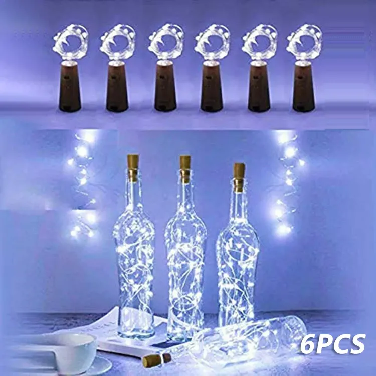 Picture of 6pcs Bottle String Lights Wine Cork Shaped 20 Led 2M For Party-Cool White