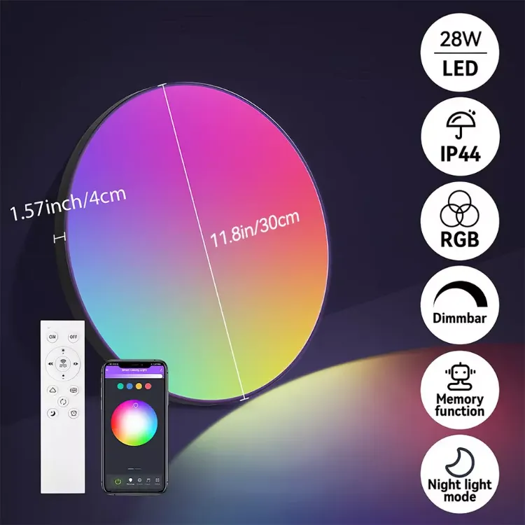 Picture of Smart LED Ceiling Light Colour Changer App Dimmable Ideal for Bedrooms UK