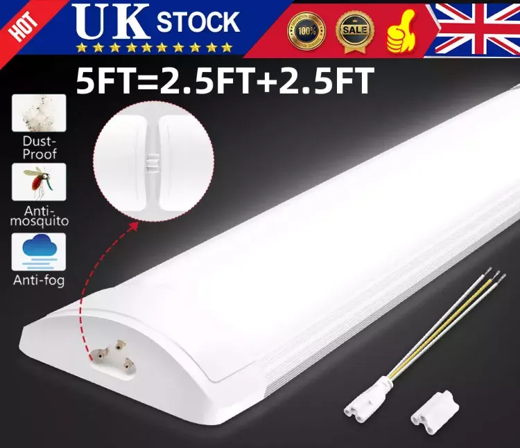 Picture of 5FT LED Strip Lights Batten Tube Light Office Shop Garage Ceiling Lamp 150CM UK