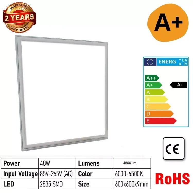 Picture of 4Pack 48W LED PANEL LIGHT 600X600MM WITH 3 YEAR WARRANTY COOL WHITE 6500K