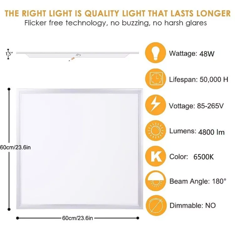 Picture of 4Pack 48W LED PANEL LIGHT 600X600MM WITH 3 YEAR WARRANTY COOL WHITE 6500K