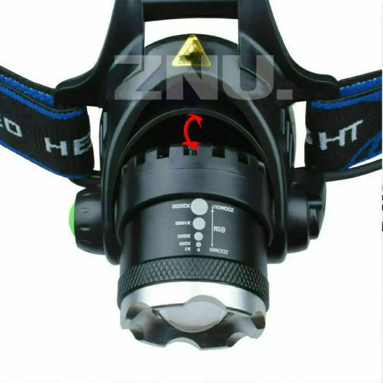 Picture of T6 Headlamp Rechargeable 350000LM LED Zoom Headlight Head Torch USB Line