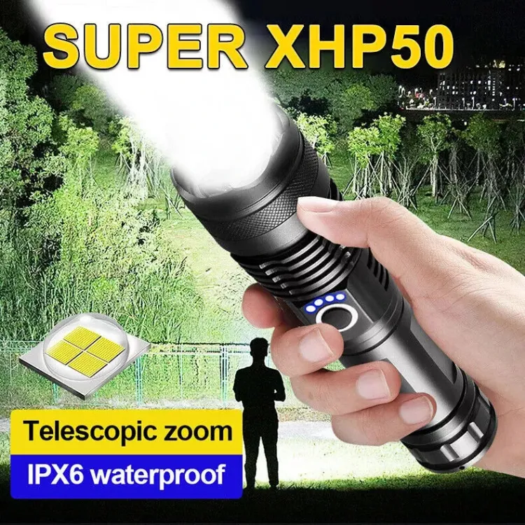 Picture of High Powered 12000000Lumens Super Bright Flashlight LED Rechargeable Torch Lamps