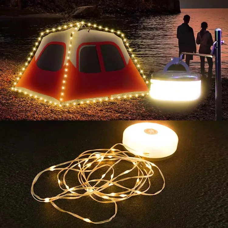 Picture of 2x 10M Portable Camping String Lights Outdoor Waterproof Stowable String Light