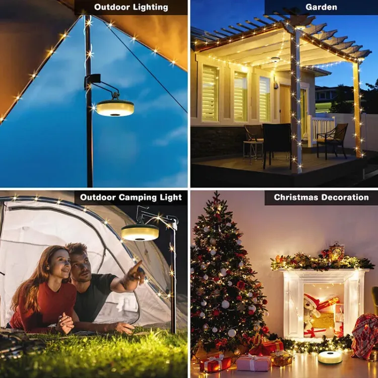 Picture of 2x 10M Portable Camping String Lights Outdoor Waterproof Stowable String Light