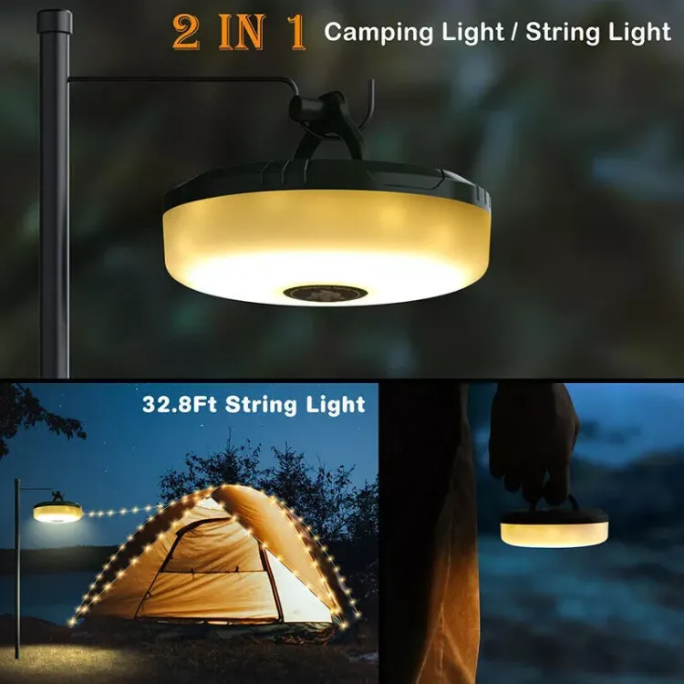 Picture of 2x 10M Portable Camping String Lights Outdoor Waterproof Stowable String Light