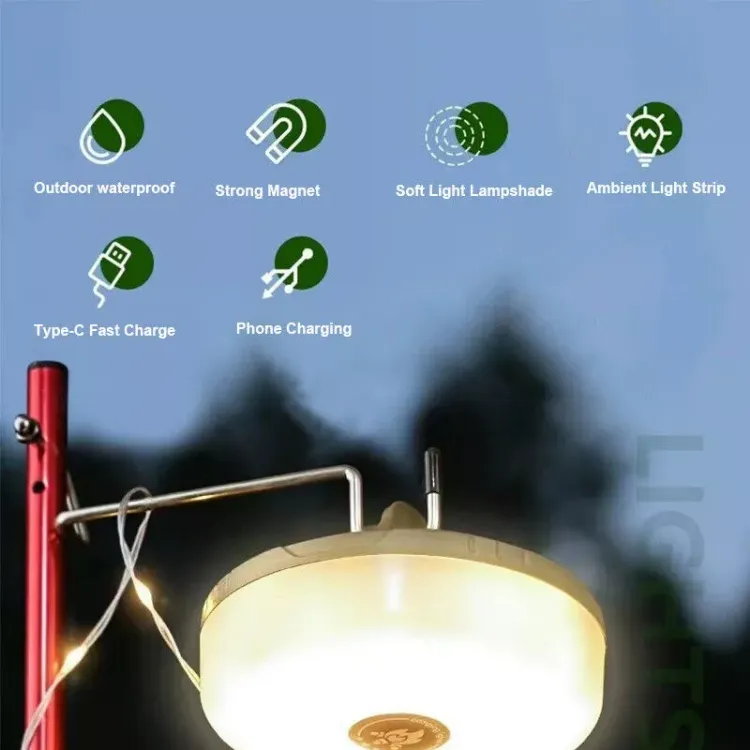 Picture of 2x 10M Portable Camping String Lights Outdoor Waterproof Stowable String Light