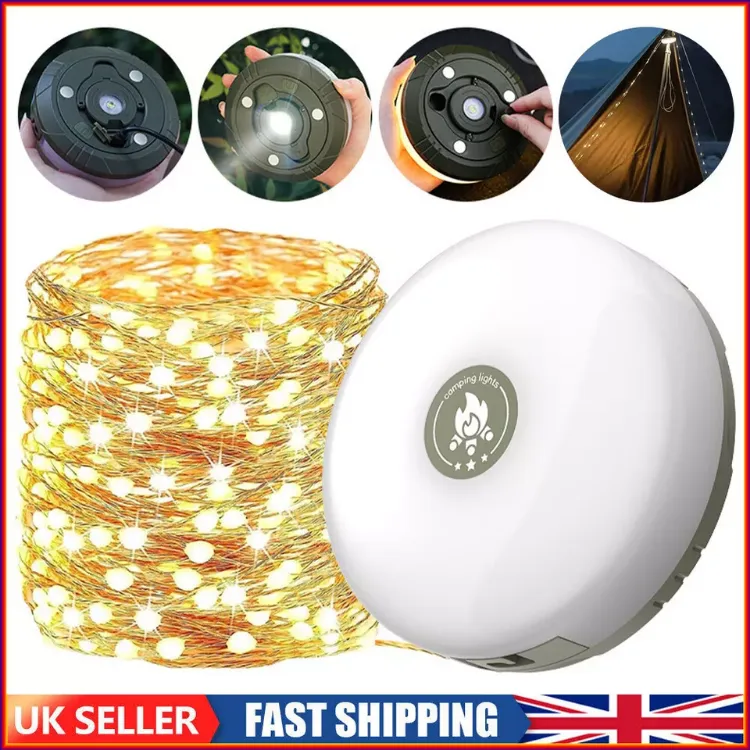 Picture of 2x 10M Portable Camping String Lights Outdoor Waterproof Stowable String Light