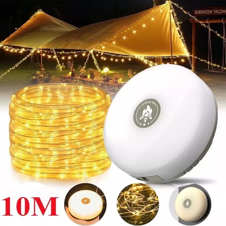 Picture of 2x 10M Portable Camping String Lights Outdoor Waterproof Stowable String Light