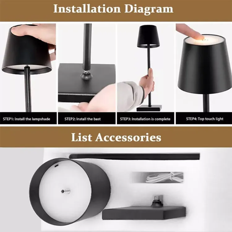 Picture of New Cordless Lamp Rechargeable Table Lamp LED Dimmable Lamp Night Light Decor UK