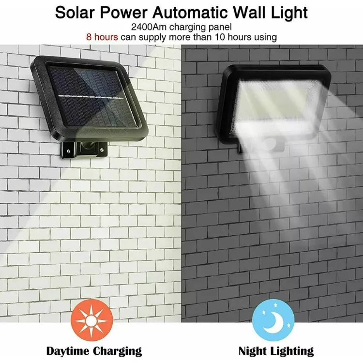 Picture of 100-LED Solar Powered PIR Motion Sensor Outdoor Security Light – Waterproof Wall Floodlight for Garden & Driveway