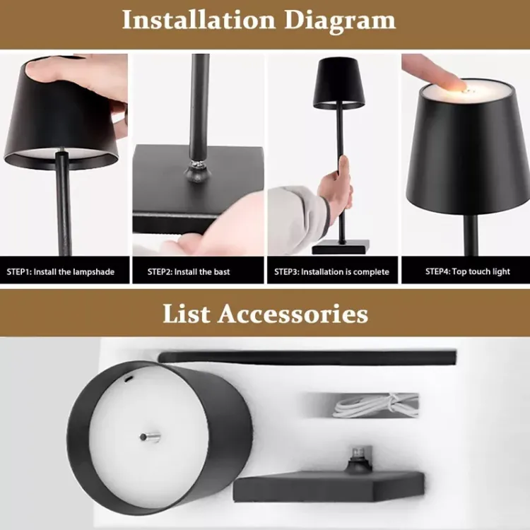 Picture of Cordless Lamp Rechargeable Table Lamp LED Dimmable Lamp Night Light Decor UK