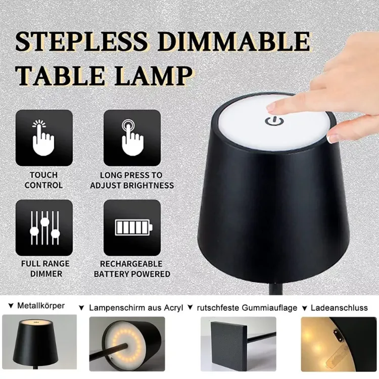 Picture of Cordless Lamp Rechargeable Table Lamp LED Dimmable Lamp Night Light Decor UK