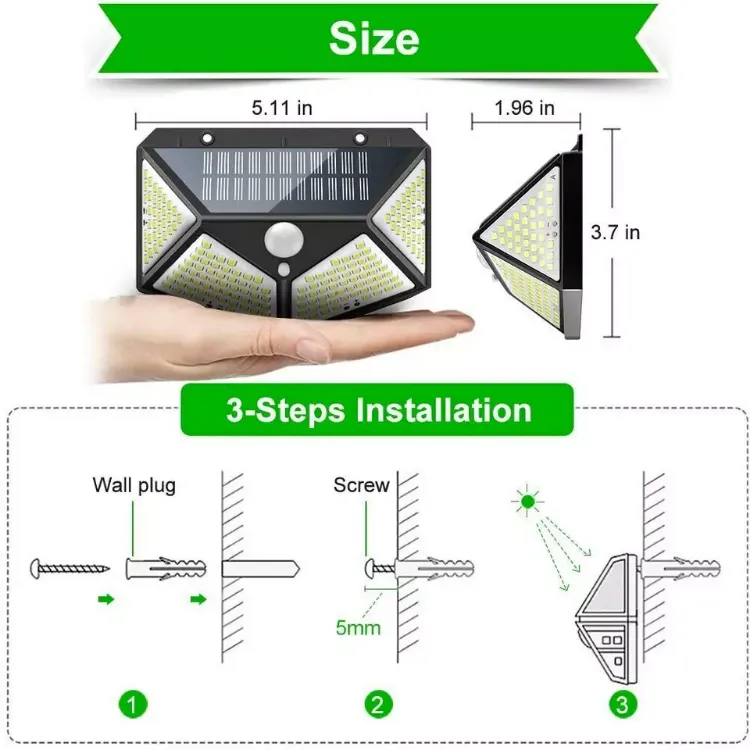 Picture of 4X Solar Power PiR Motion Sensor Wall Lights 100LED Outdoor Garden Security Lamp