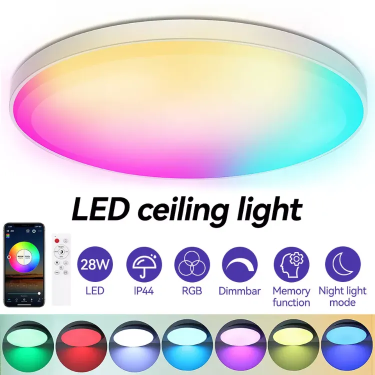 Picture of Smart Modern LED Ceiling Light RGB Dimmable Lamp Bedroom Bluetooth Tuya Remote