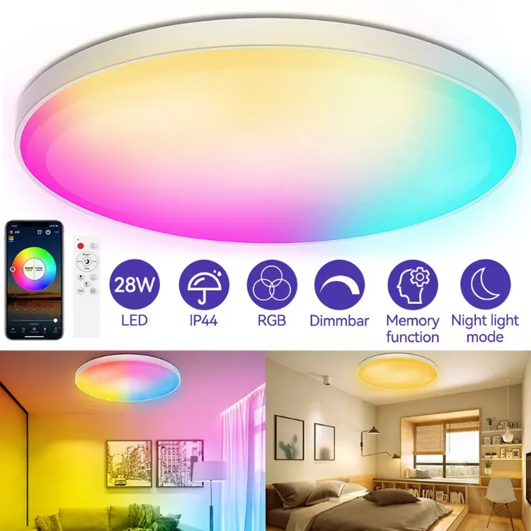 Picture of Smart Modern LED Ceiling Light RGB Dimmable Lamp Bedroom Bluetooth Tuya Remote