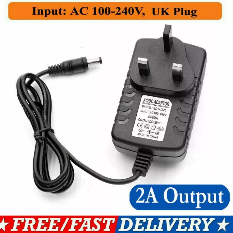 Picture of 12V 1A/2A/3A DC UK Plug Power Supply Adaptor Transformer for LED Strips CCTV UK