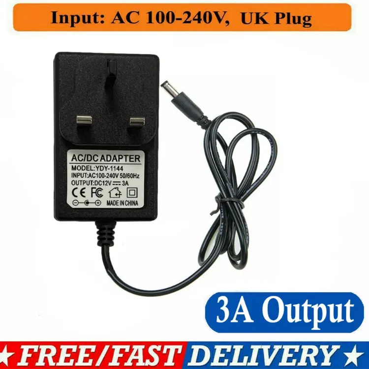 Picture of 12V 1A/2A/3A DC UK Plug Power Supply Adaptor Transformer for LED Strips CCTV UK