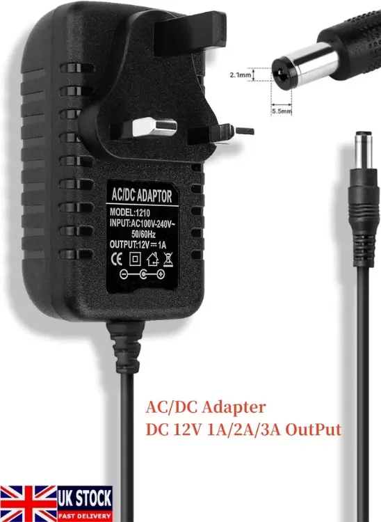 Picture of 12V 1A/2A/3A DC UK Plug Power Supply Adaptor Transformer for LED Strips CCTV UK