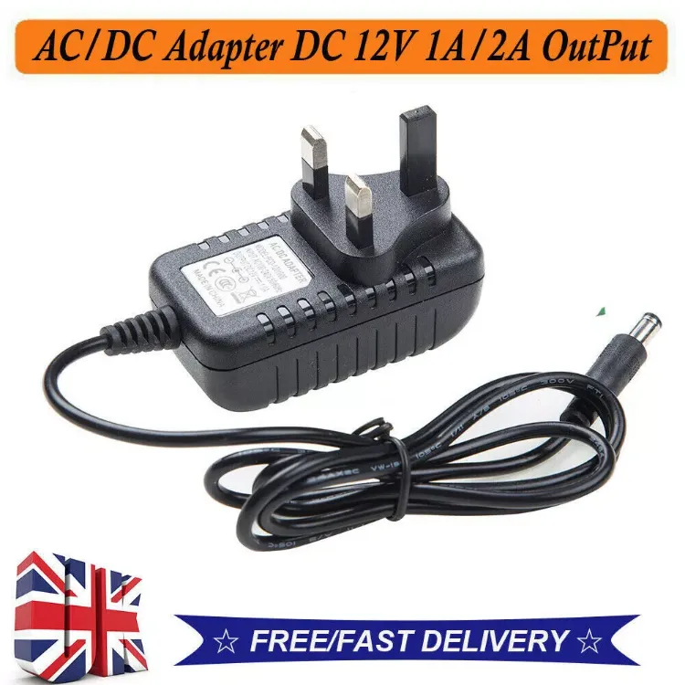 Picture of 12V 1A/2A/3A DC UK Plug Power Supply Adaptor Transformer for LED Strips CCTV UK