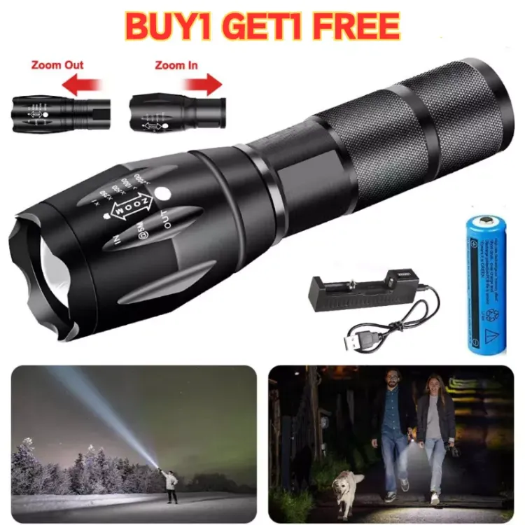 Picture of 2PCS 1200000LM USB Rechargeable LED Flashlight Super Bright Torch Tactical Lamp