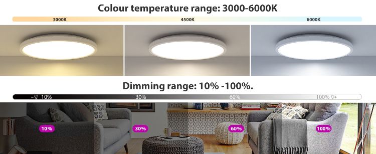 Picture of LED Ceiling Light Round Panel Down Lights Bathroom Kitchen Living Room Wall Lamp