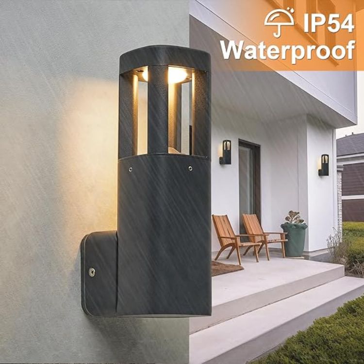 Picture of Outdoor Wall Lights Mains Powered IP54 – Modern Aluminium Square Porch Light, Waterproof Front Door LED 