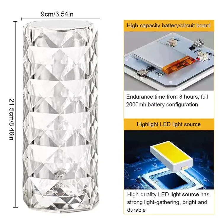 Picture of LED Crystal Table Lamp Diamond Rose Bar Night Light Touch Atmosphere Bedside