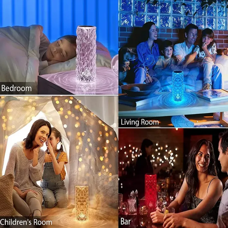 Picture of LED Crystal Table Lamp Diamond Rose Bar Night Light Touch Atmosphere Bedside