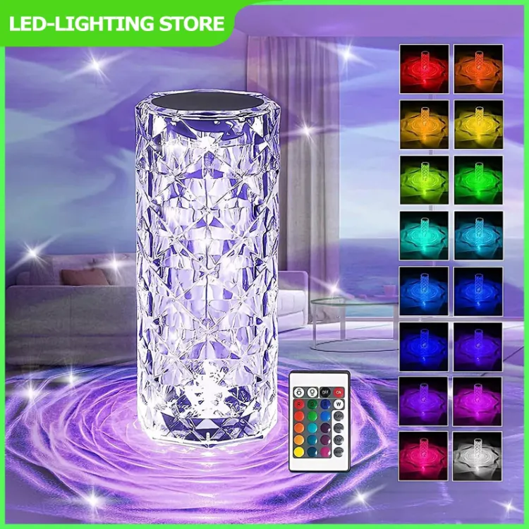 Picture of LED Crystal Table Lamp Diamond Rose Bar Night Light Touch Atmosphere Bedside