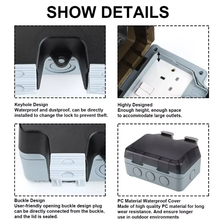 Picture of Waterproof Outdoor Double Pole Switched Socket Box Electrical External Safe Plug