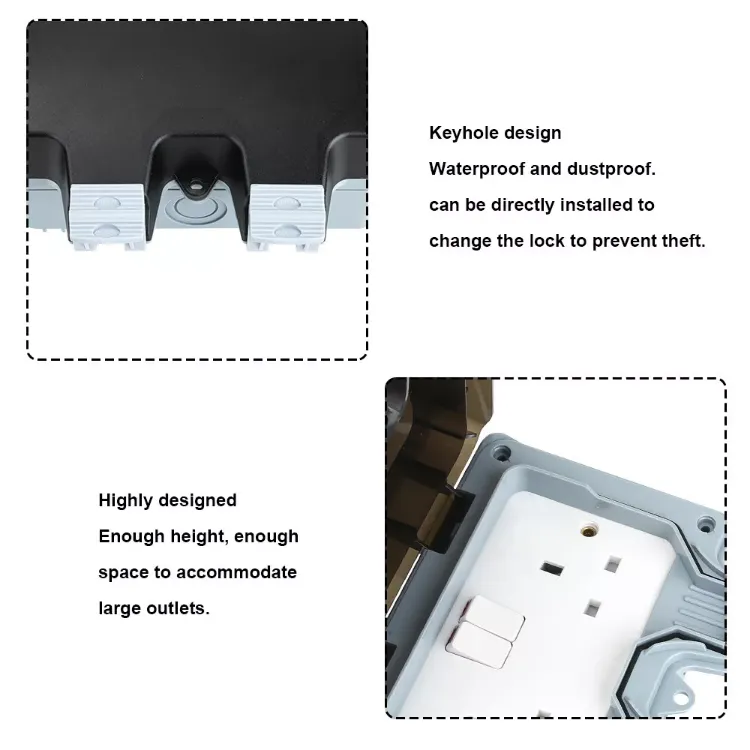 Picture of Waterproof Outdoor Double Pole Switched Socket Box Electrical External Safe Plug