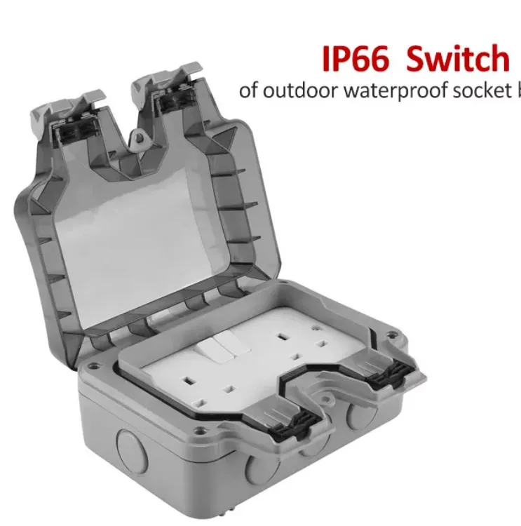 Picture of Waterproof Outdoor Double Pole Switched Socket Box Electrical External Safe Plug