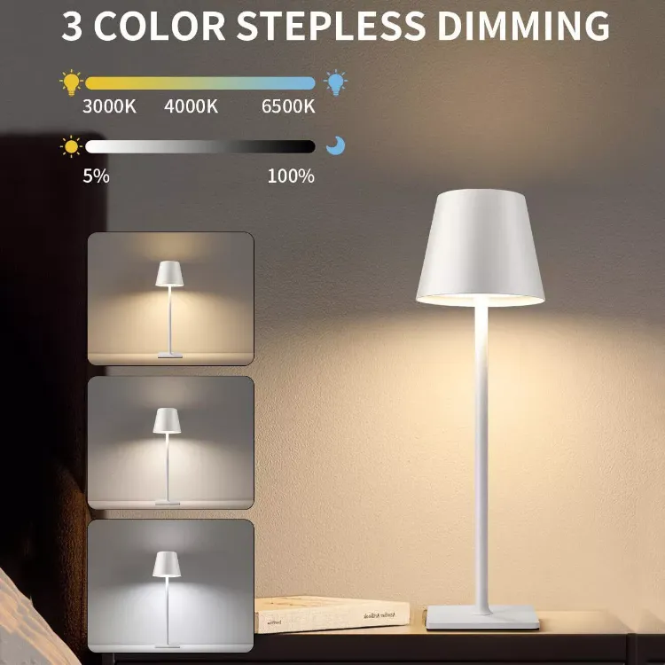 Picture of Rechargeable Cordless Metal Table Desk Lamp Touch Control Dimmable Night Light