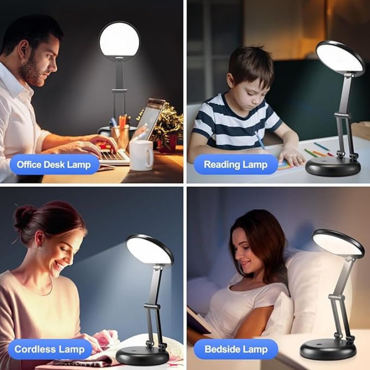 Picture of Rechargeable Desk Lamp – 3600mAh Cordless LED Table Light, 10 Brightness Levels, Battery-Operated USB Reading Lamp for Home & Office