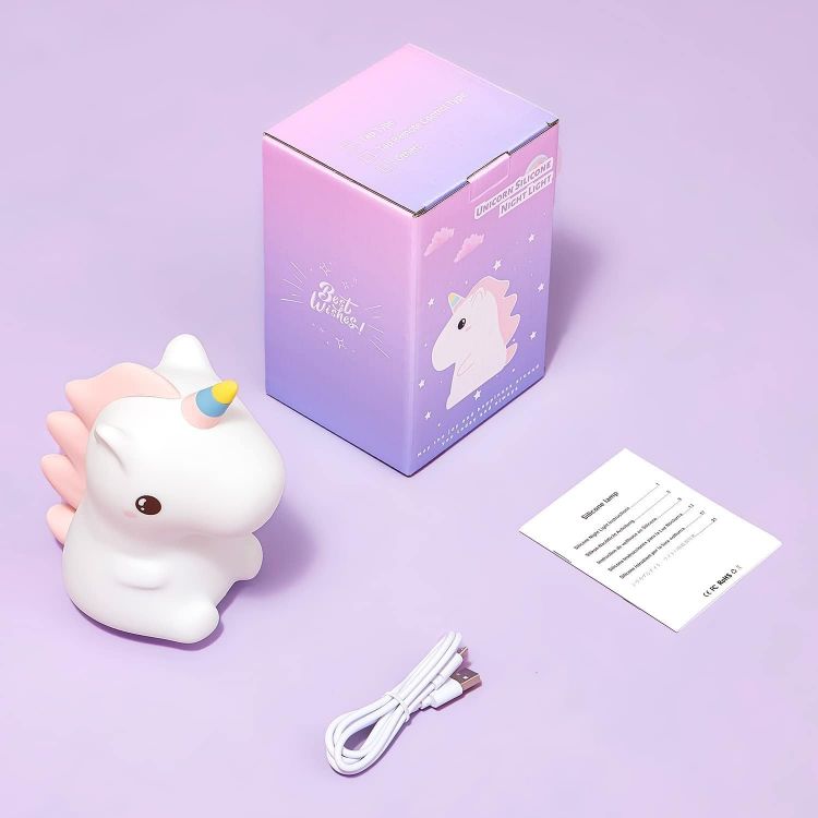 Picture of Unicorn Night Light for Kids – 16 Colors with Remote Control, Battery-Powered Baby Lamp, Cute Kawaii Room Decor & Gifts for Girls