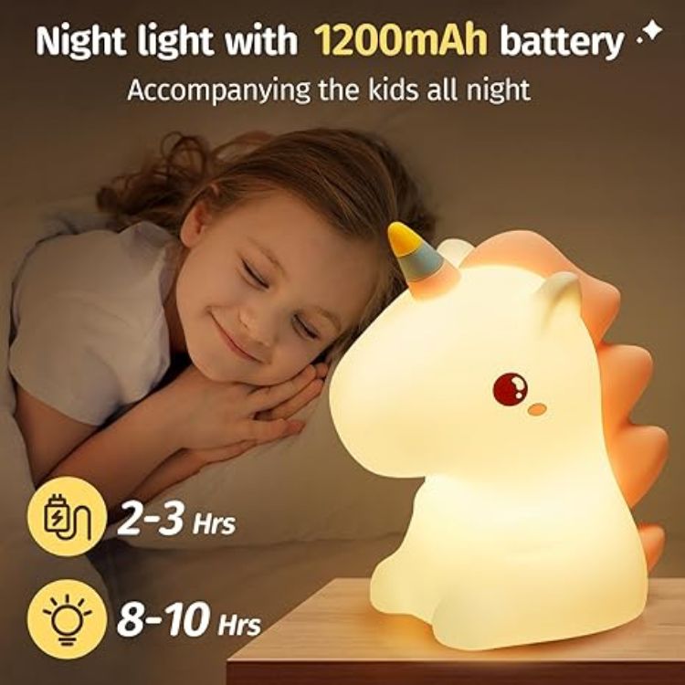 Picture of Unicorn Night Light for Kids – 16 Colors with Remote Control, Battery-Powered Baby Lamp, Cute Kawaii Room Decor & Gifts for Girls